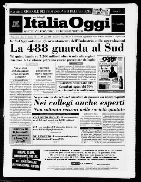 Italia oggi : quotidiano di economia finanza e politica